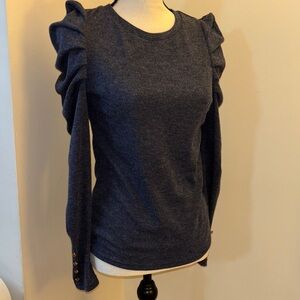 SHEIN Elegant Navy Ruffle Sleeve Top